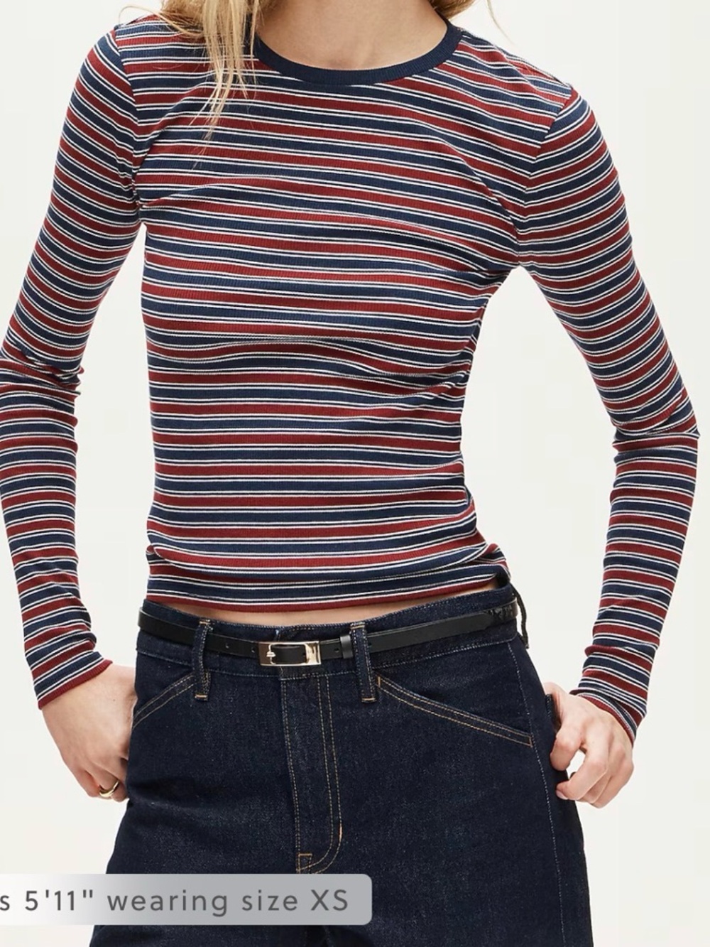 New Jcrew Perfect rib long-sleeve T-shirt in stripe size S